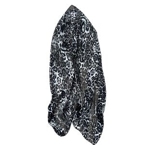 Grey Leopard Print Pattern Semi-Sheer Scarf 10” x 55”